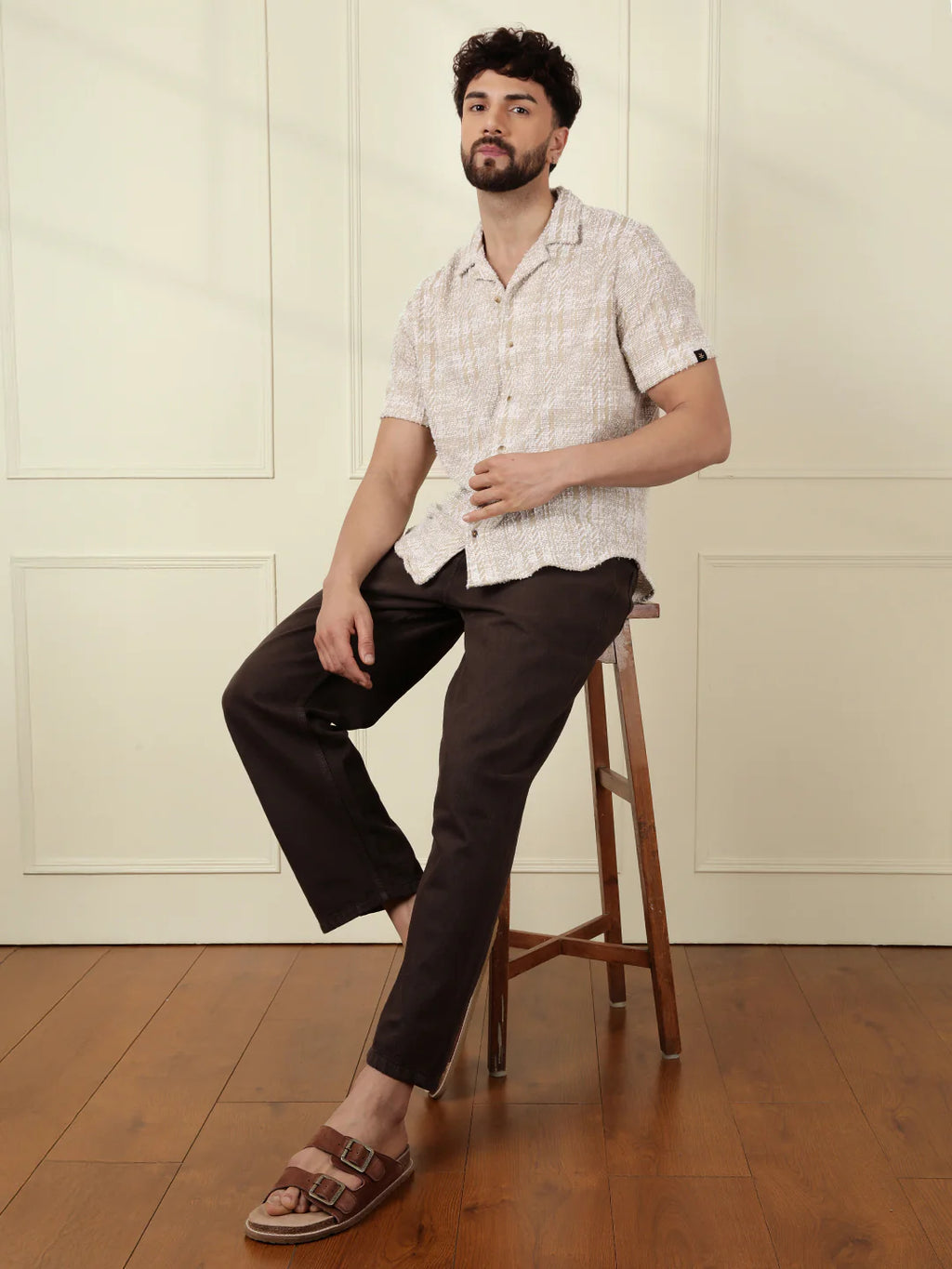 Textured Knit Shirt | Beige