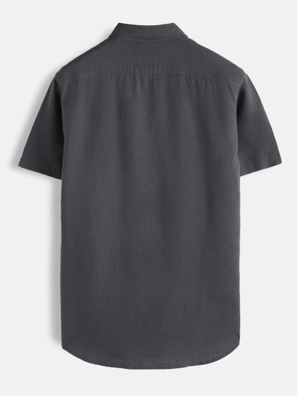 Solid Linen Blend Slim Fit Shirt | Dark Grey