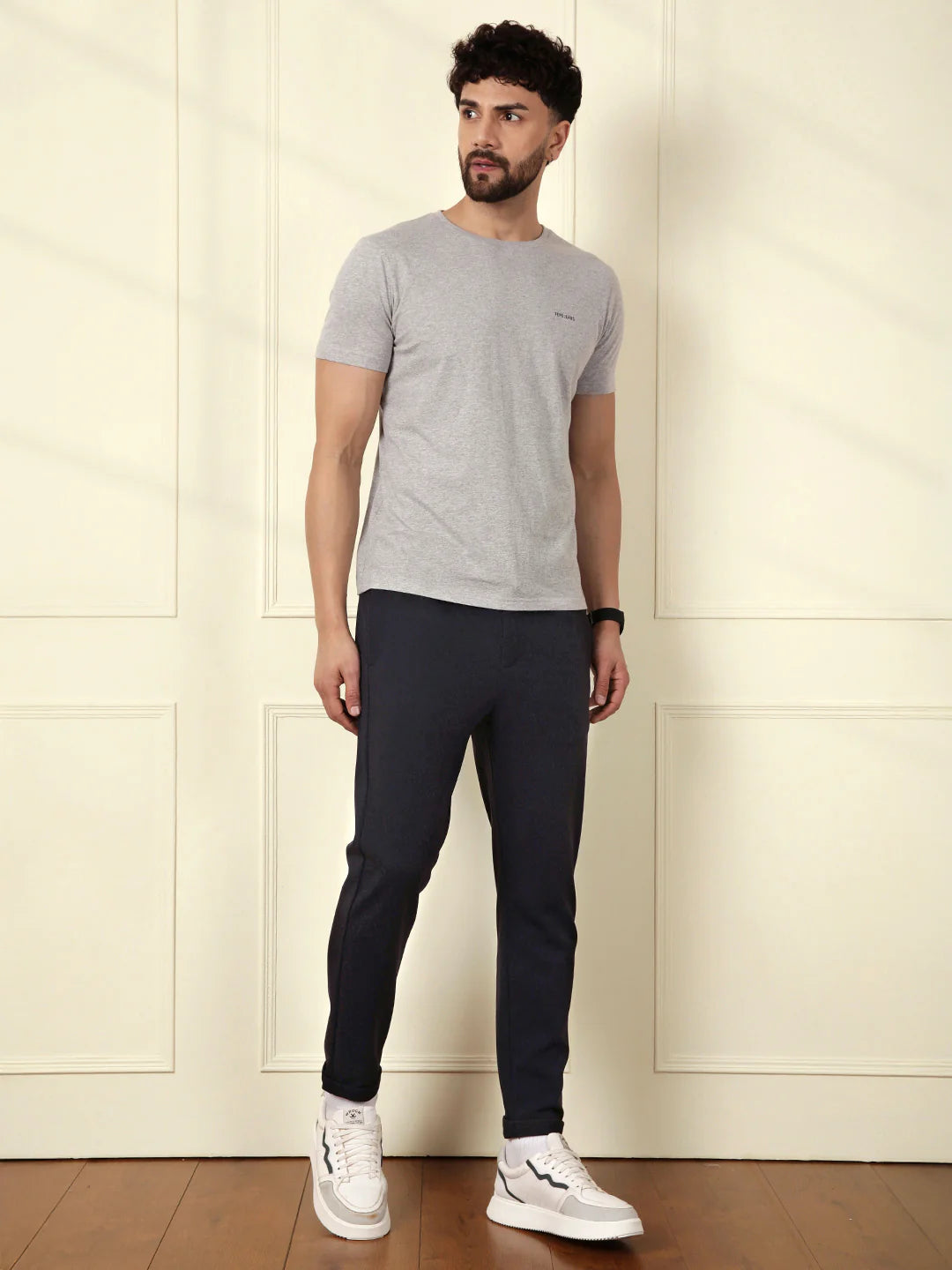 Soft Cotton Blend Knit Trouser | Navy Blue