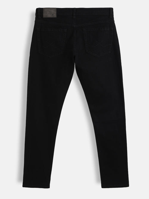 Casual Solid Slim Tapered Jeans | Black