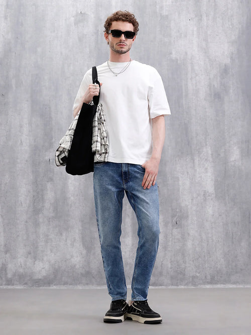 Heavy Fade Skinny Crop Jeans | Blue