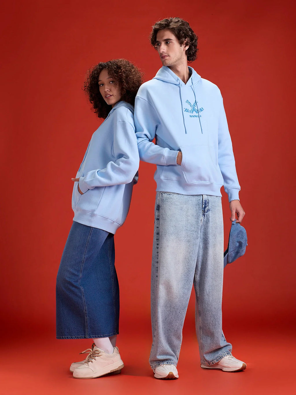 Men’s minimal powder blue hooded sweatshirt | Powder Blue