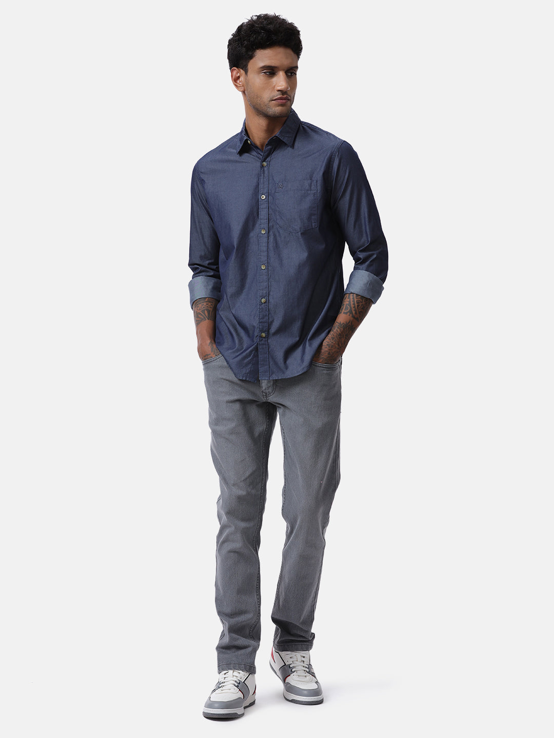 Navy Blue Denim Shirt