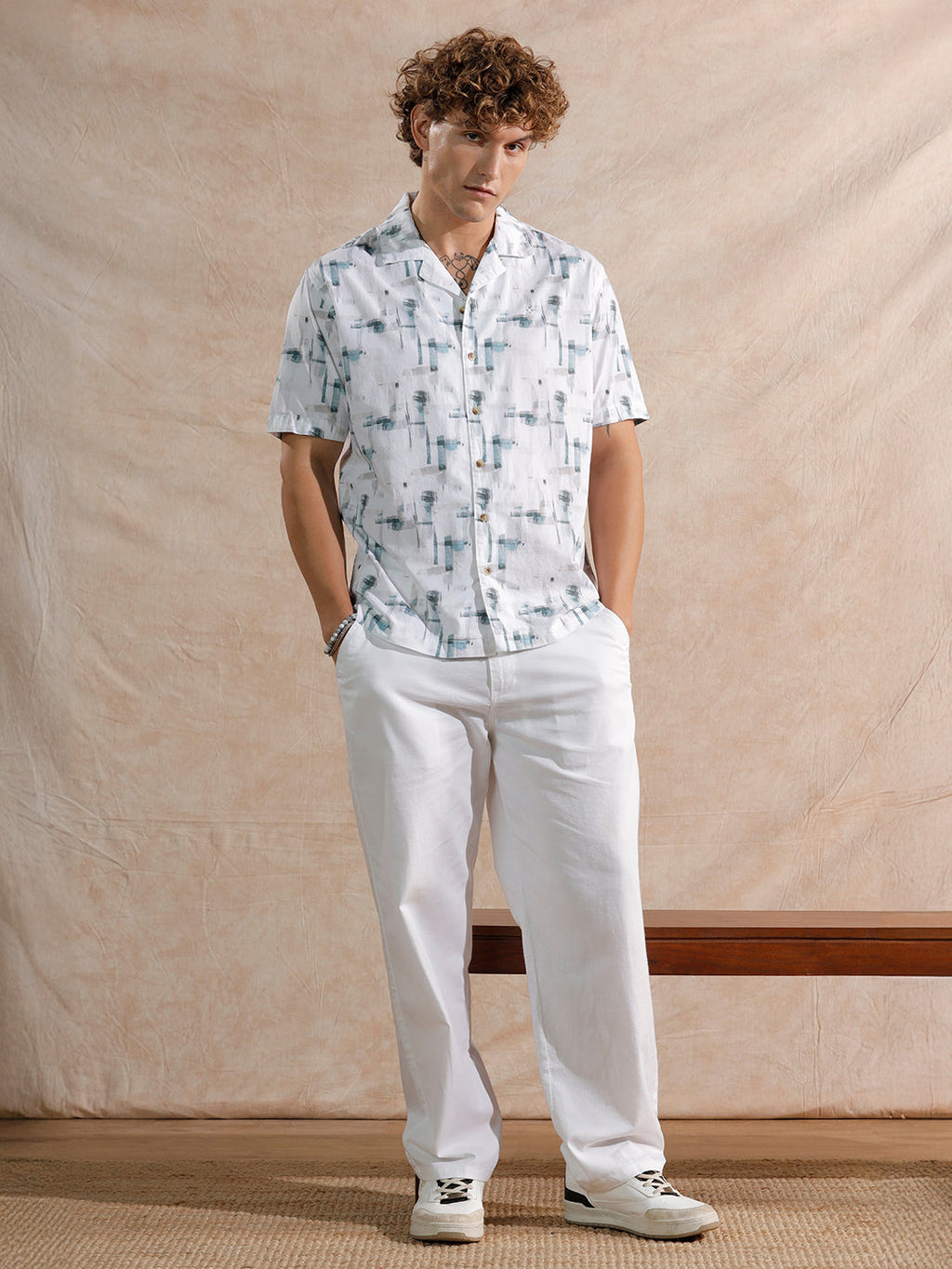 Abstract AOP Regular Fit Shirt | Off White