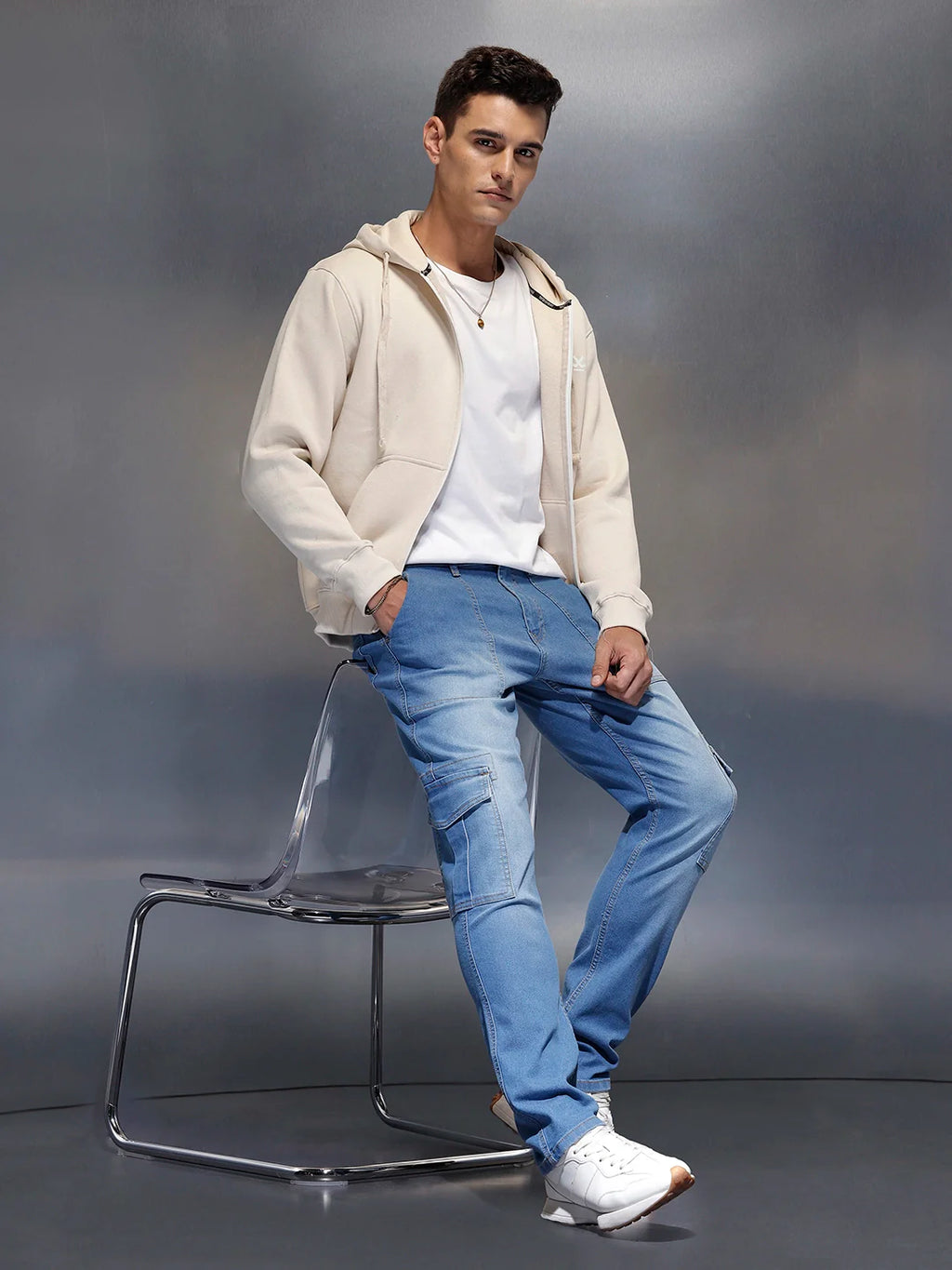 Men's cargo fit cargo denim | Blue