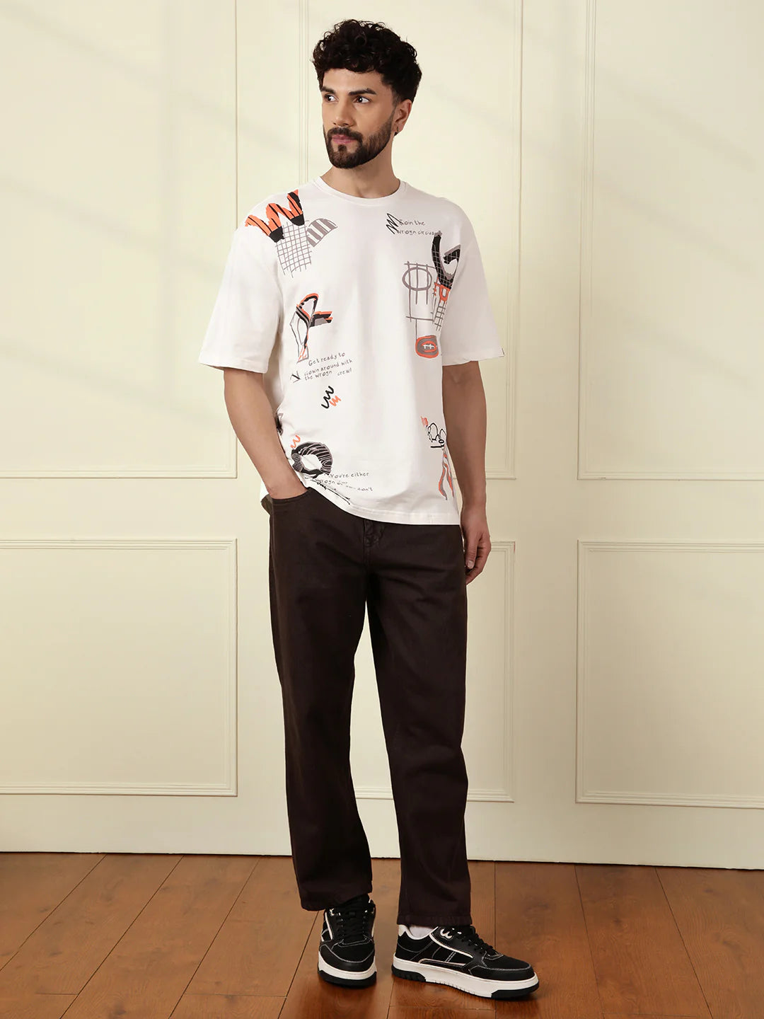 Heavy GSM Placement Print T-Shirt  | Off White