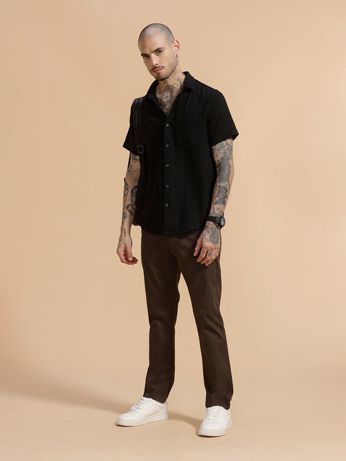 Cotton Blend Chino Trouser | Dark Olive