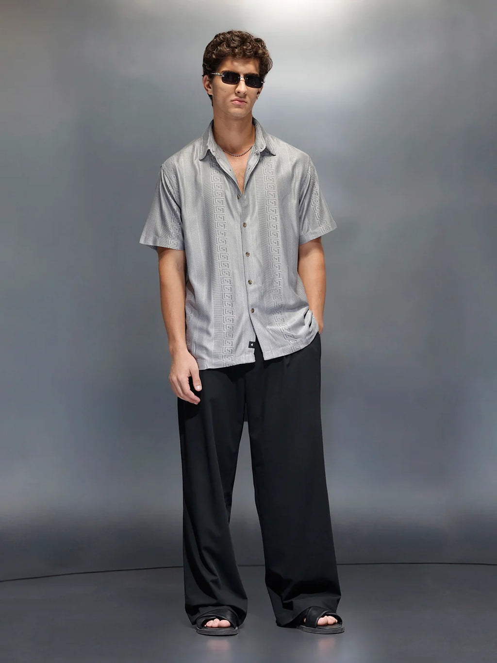 Men's Casual Regular Fit Half Sleeve Shirt  |  Grey