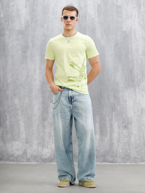 Logo Placement Printed T-Shirt | Light Green