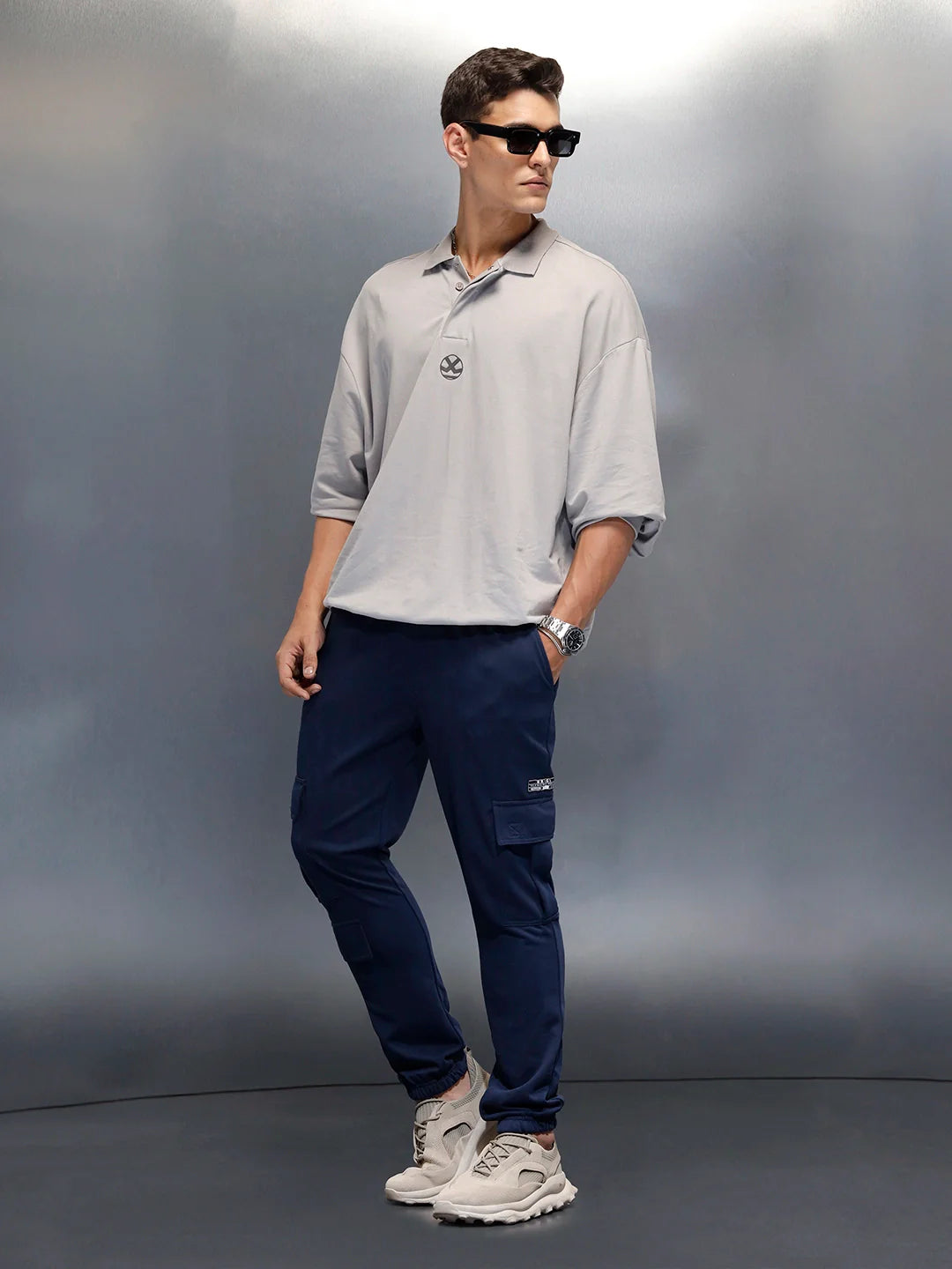 Men's casual straight fit knitted jogger | Navy Blue