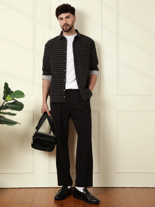 Casual Regular Fit Shacket | Black