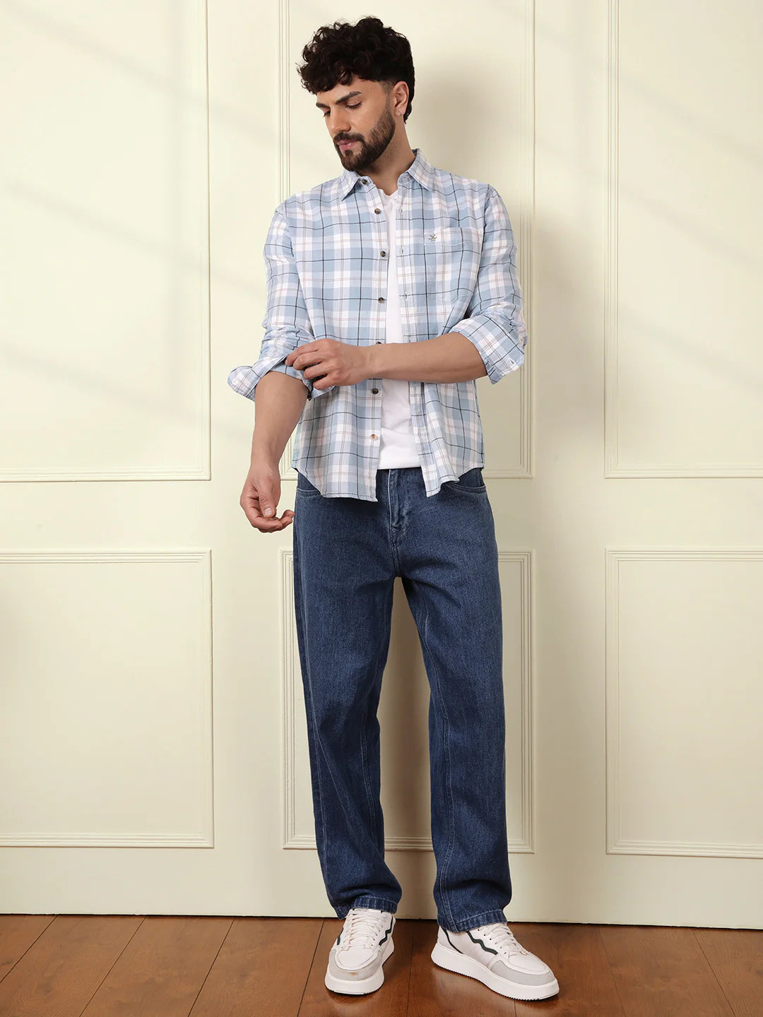 Checked Double Clothed Shirt | Blue