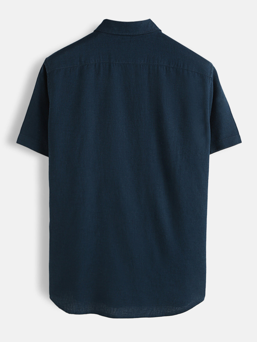Solid Linen Blend Slim Fit Shirt  | Navy Blue