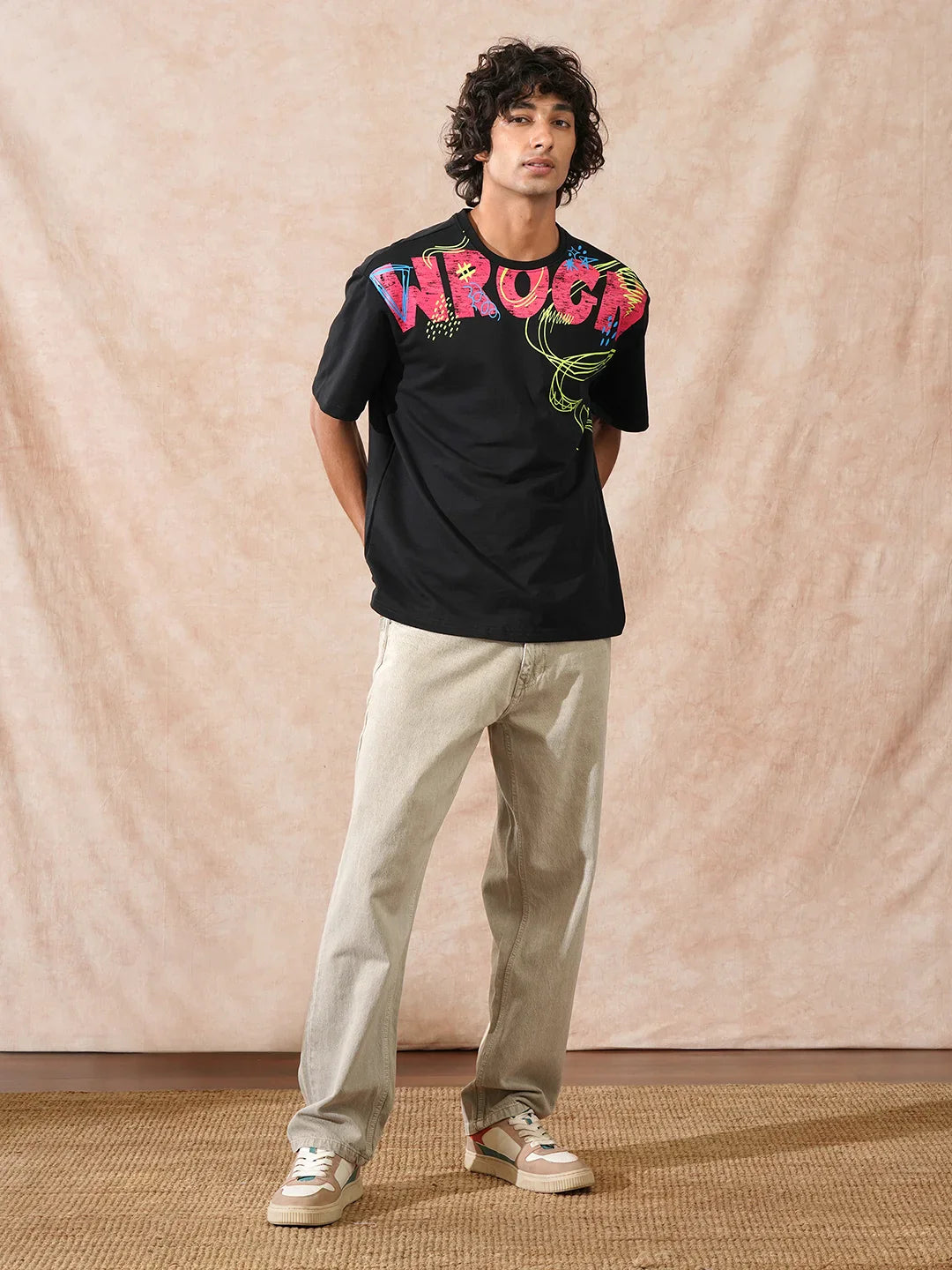 Heavy GSM Placement Printed T-Shirt | Black