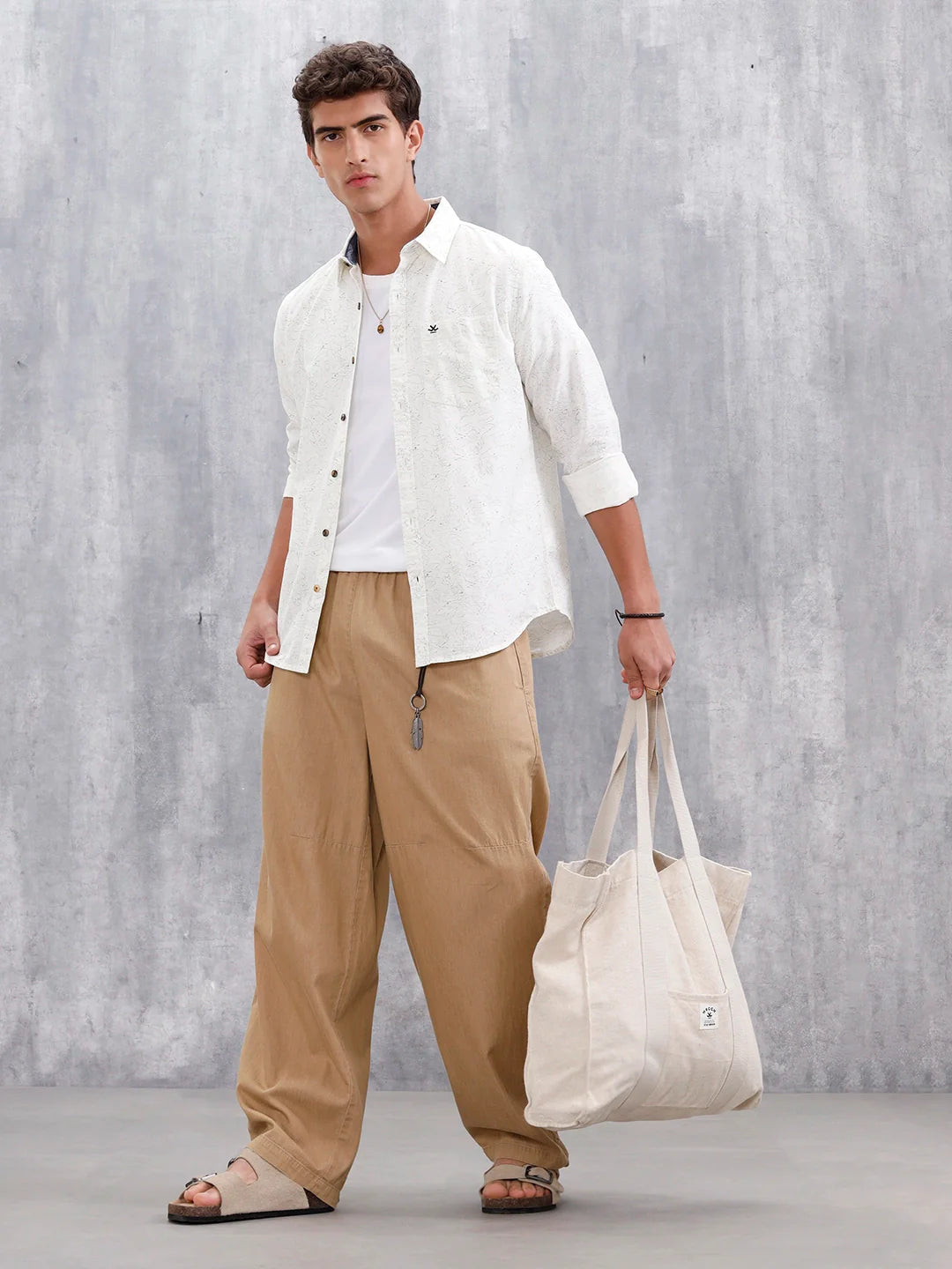 Abstract Printed Casual Shirt For Men | White