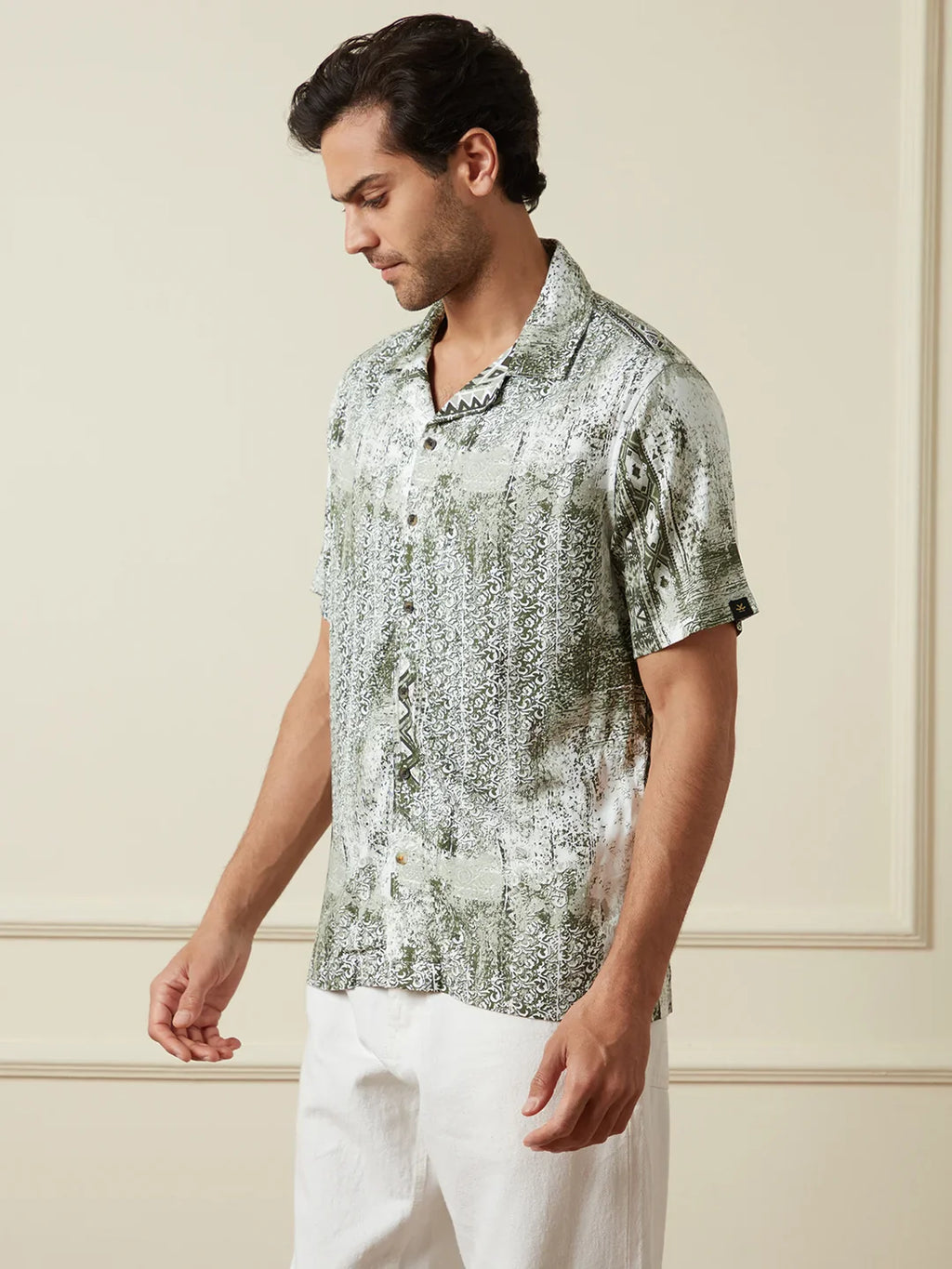 AOP Fluid Light Weight Viscose Shirt | Green