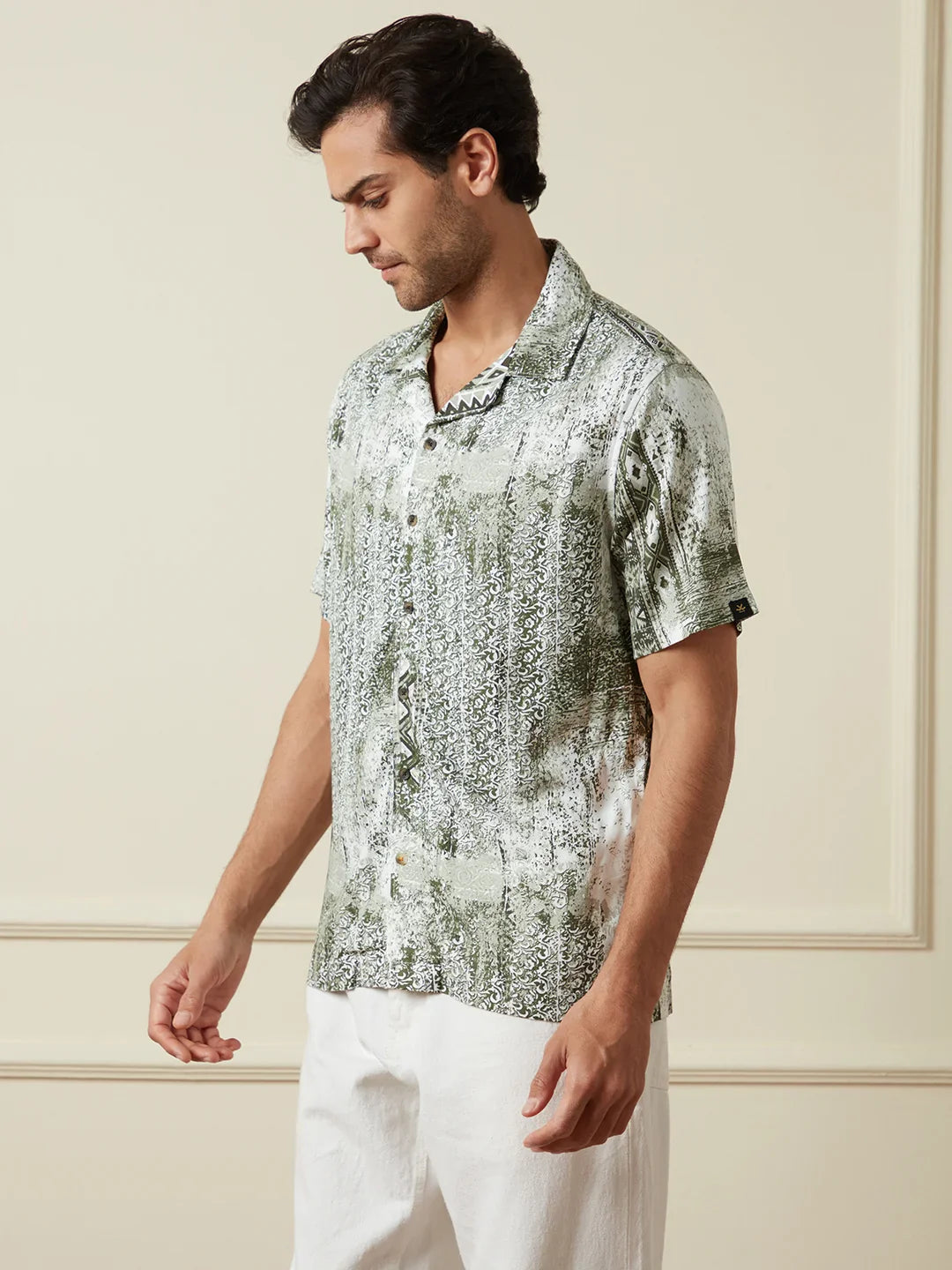 AOP Fluid Light Weight Viscose Shirt | Green