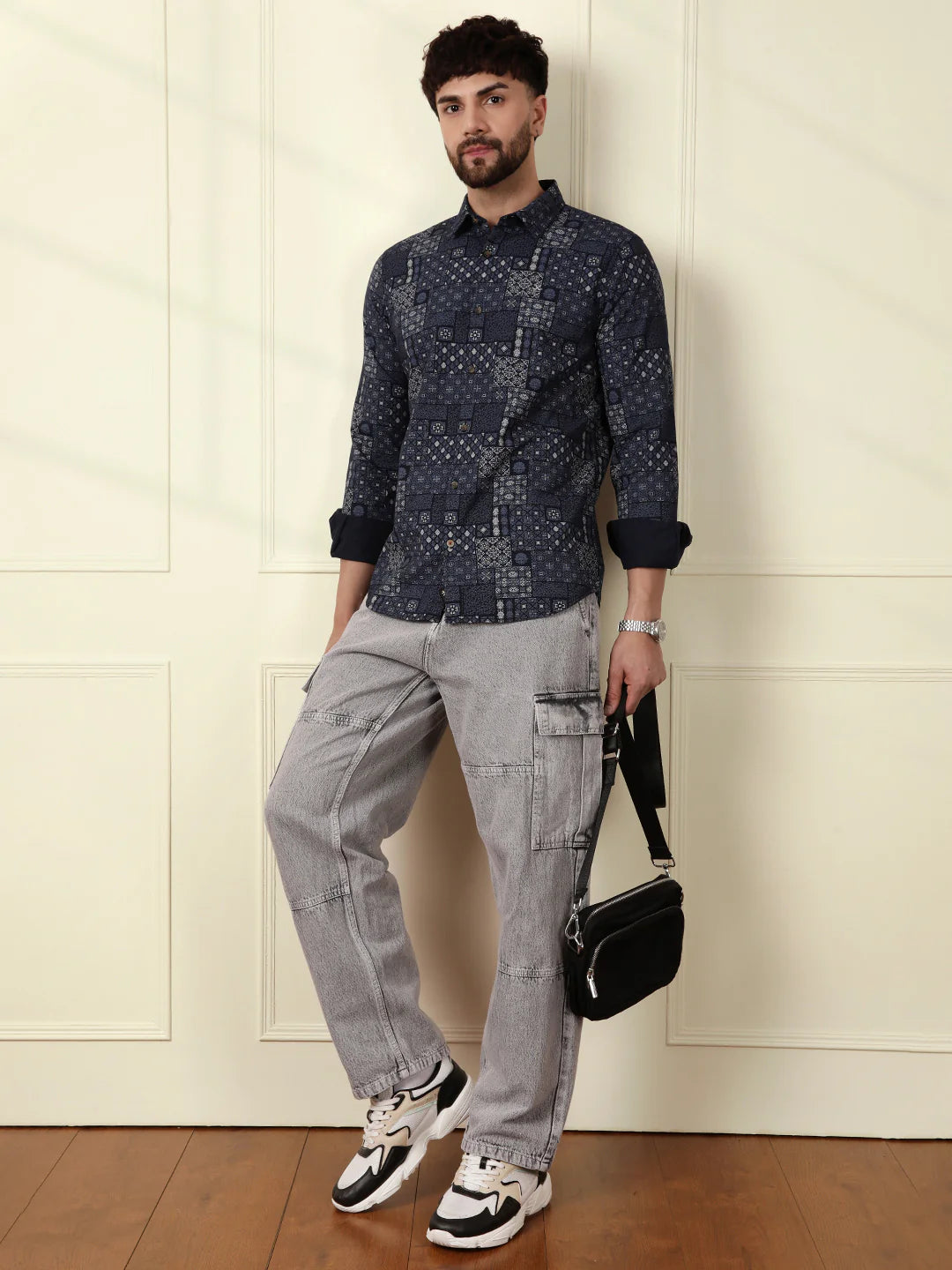 Abstract Patterns AOP Shirt | Navy Blue