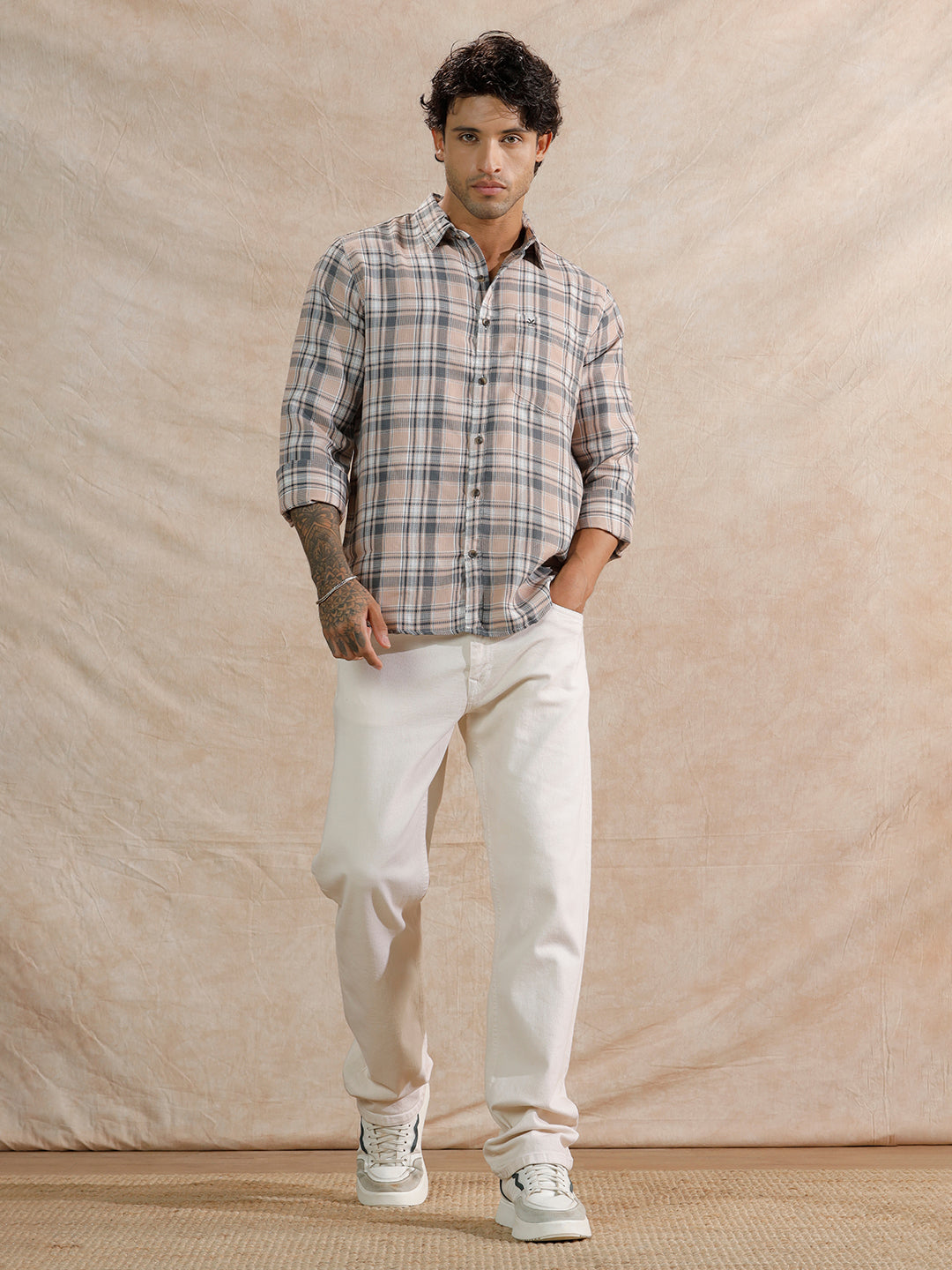 Dobby Textured Regular Fit Shirt | Beige
