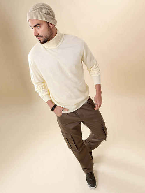 Beige Comfort Turtle Neck Sweater