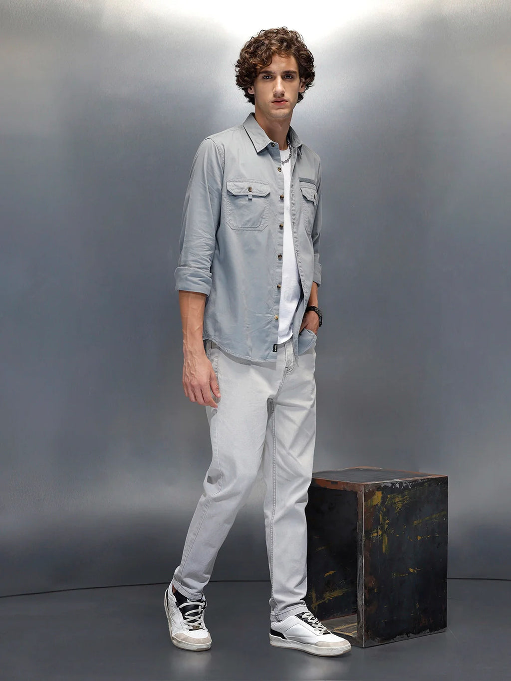 Men's casual slim ankle fit jeans | Grey