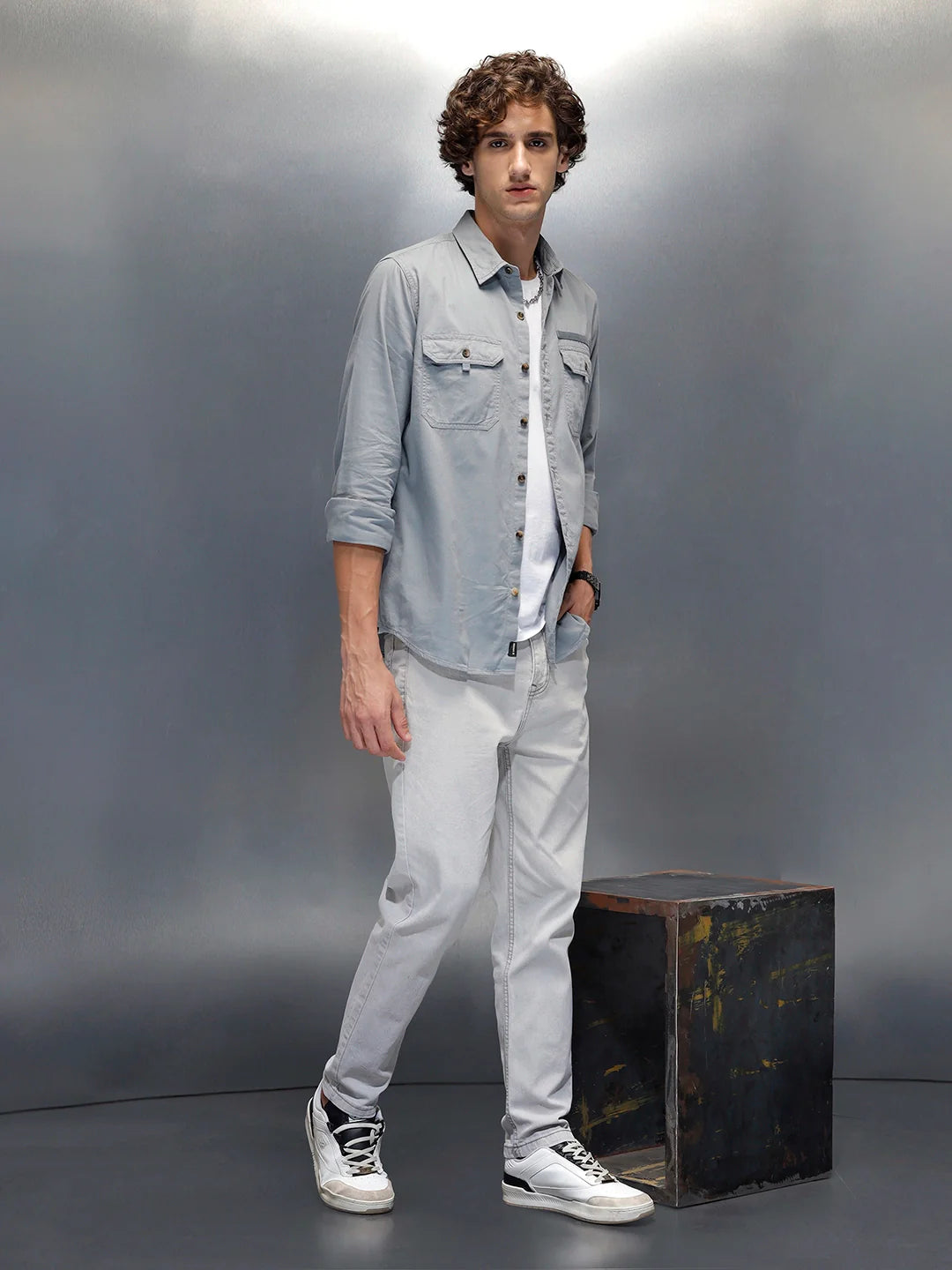 Men's casual slim ankle fit jeans | Grey