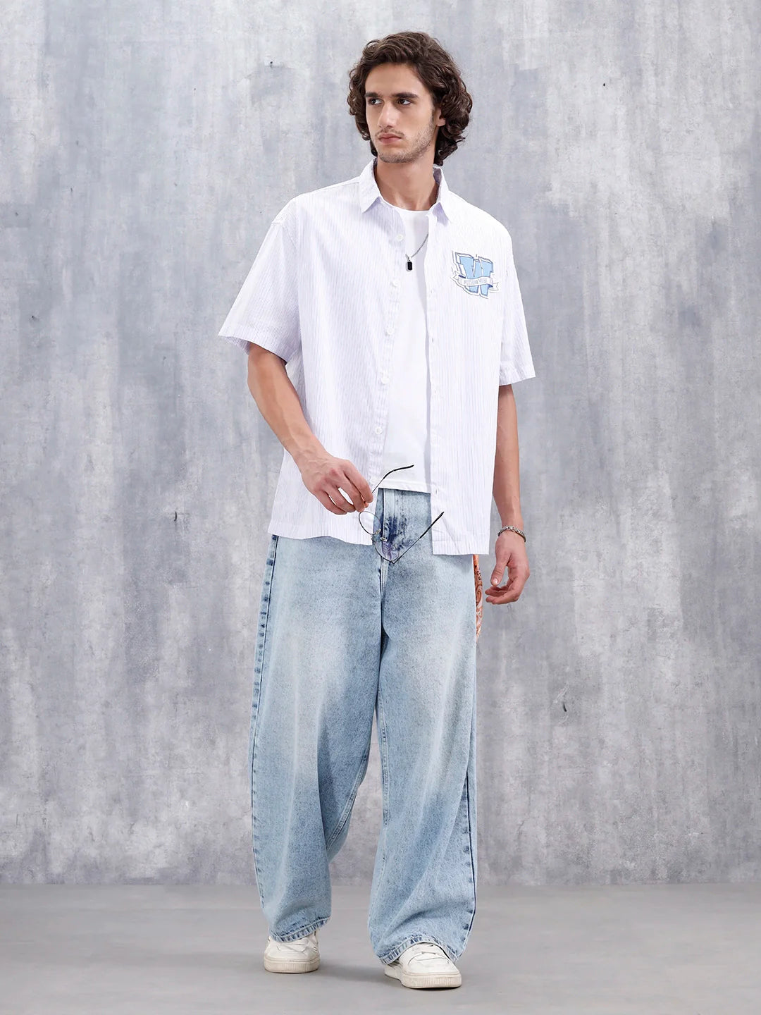 Varsity-Inspired Casual Oversized Striped Shirt For Men | Pink