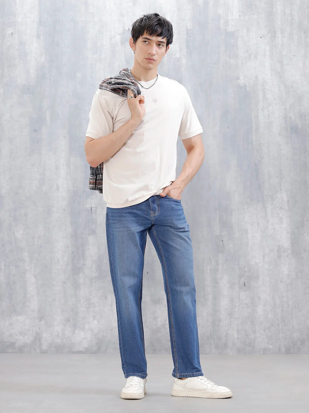 Men's Casual Anti Fit Jeans | Med Stone