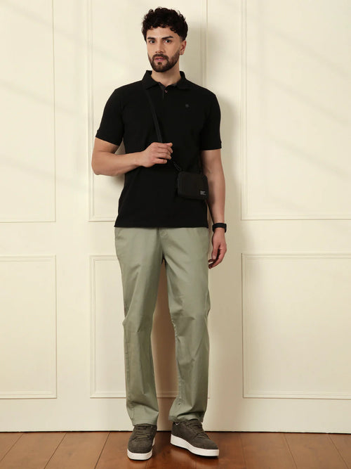 Loose Fit Linen Blend Trouser | Green
