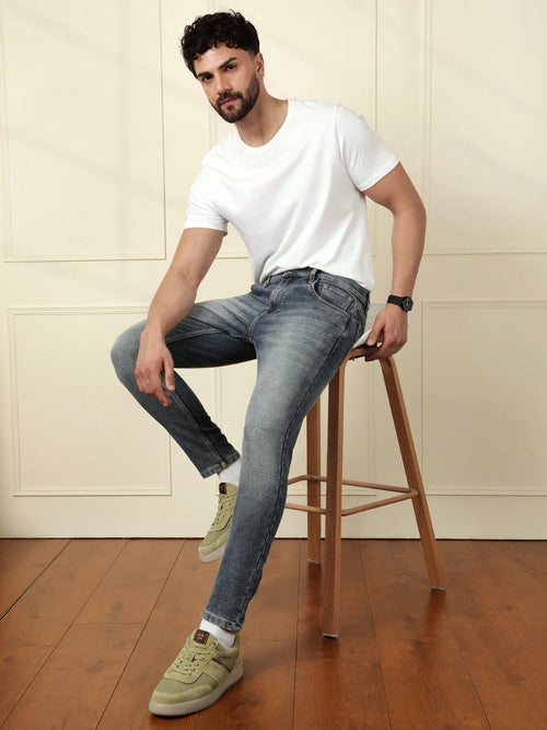 Heavy Fade Skinny Fit Jeans | Blue