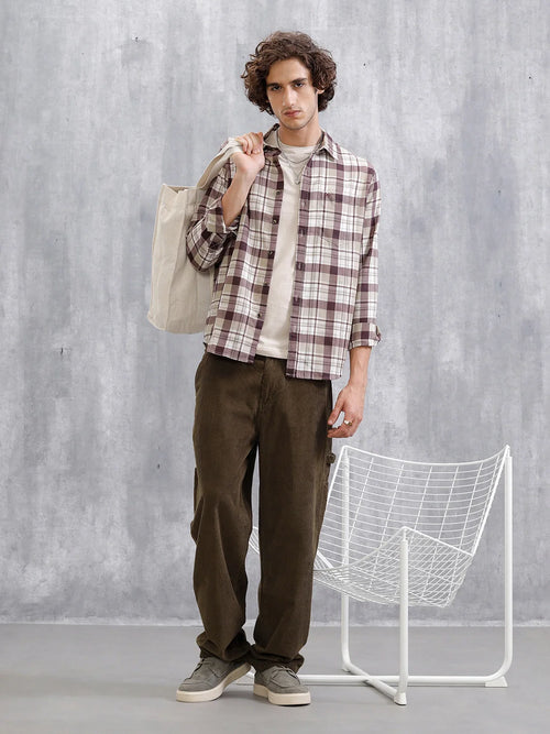 Checkered Full Sleeve Shirt | Brown