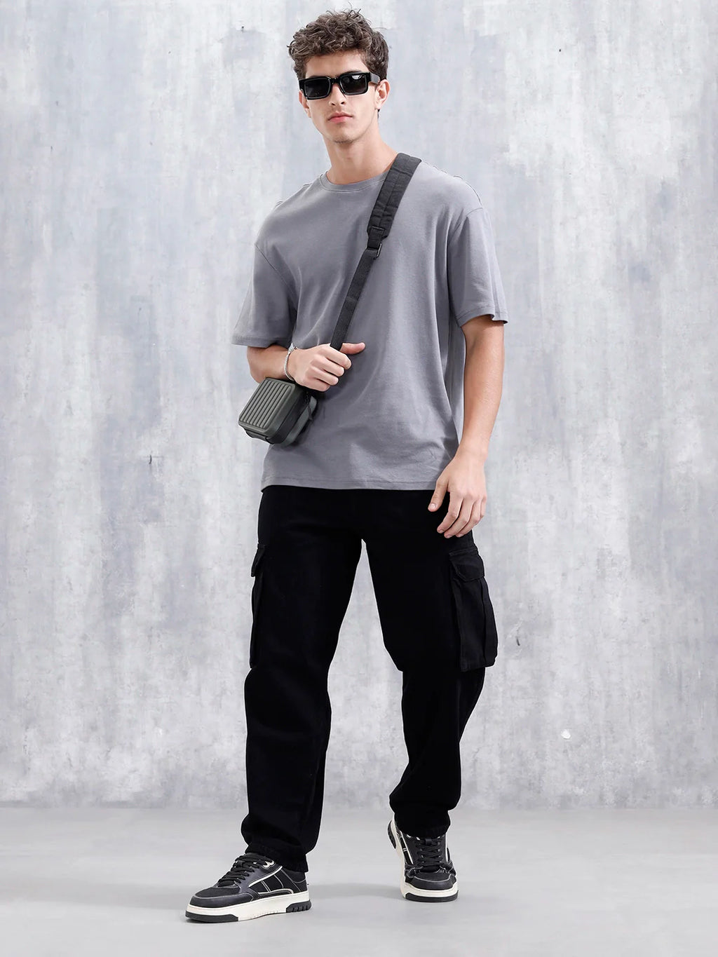 Loose Fit Workwear Trousers With Patch Pockets & Hammer Loop | Black