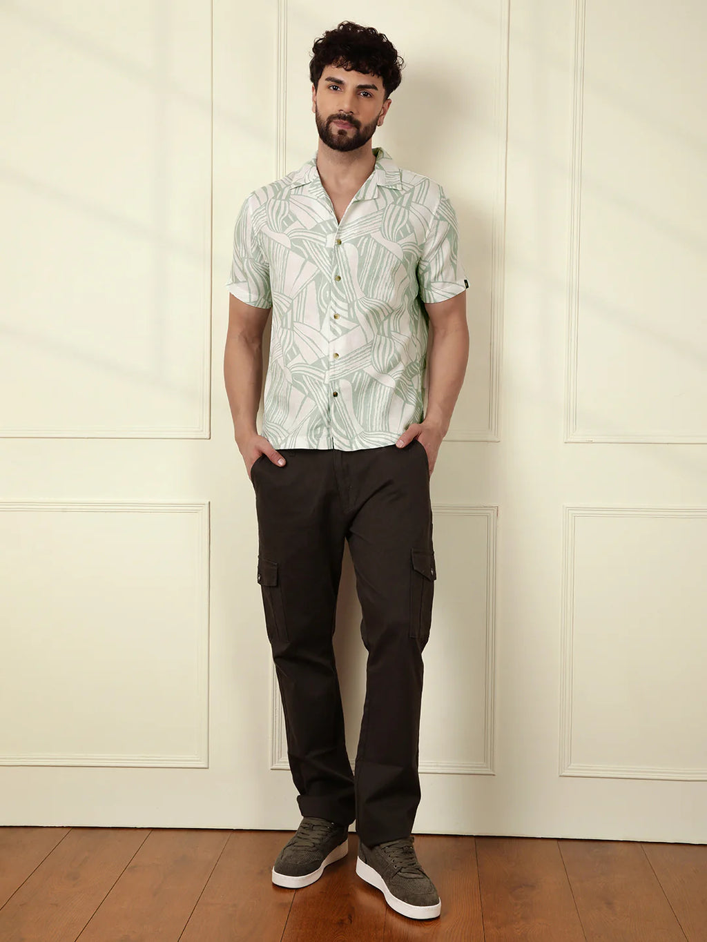 Textured Patterns AOP Shirt | Light Green