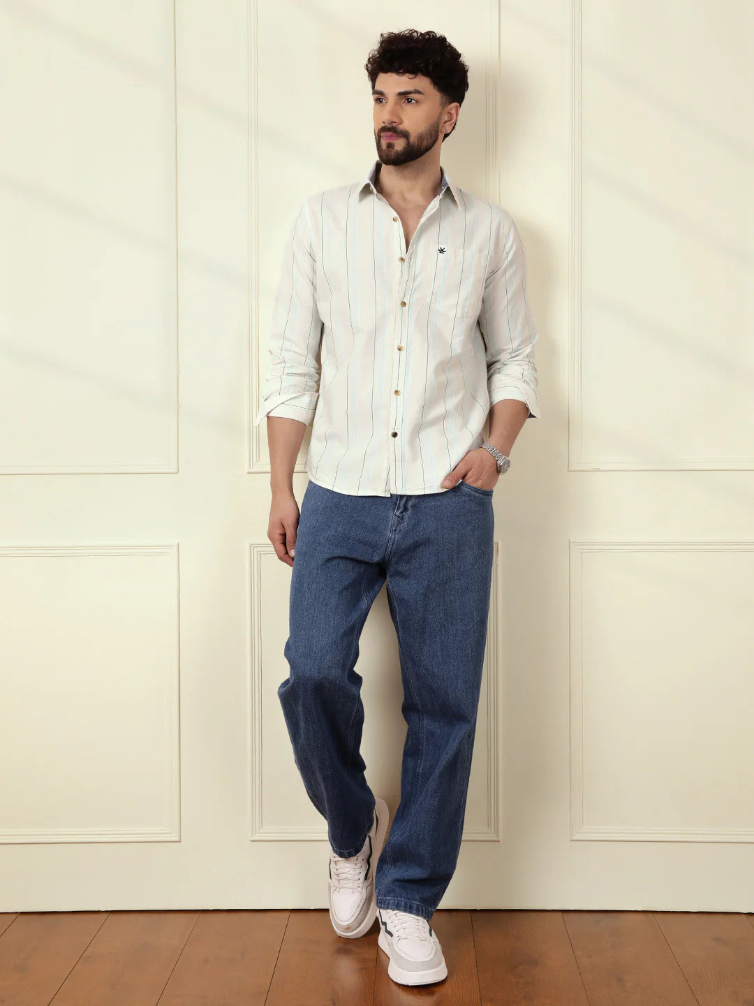 Tonal Stripes Oxford Shirt | Yellow