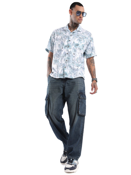 Blue AOP Resort Collar Shirt