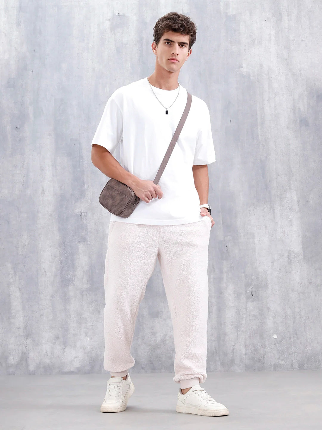 Comfort Fit Men'S Sherpa Joggers | Beige