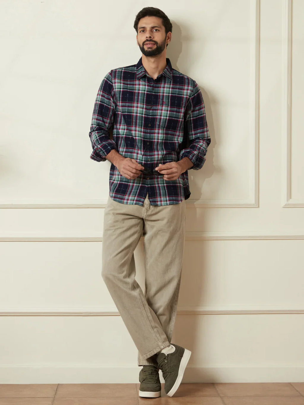 Casual Checked Cotton Shirt | Green