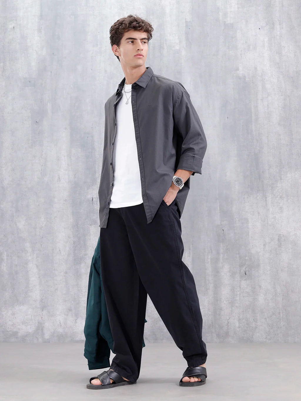Solid Oversized Casual Shirt | Grey