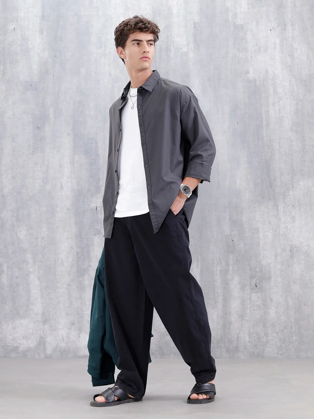 Solid Oversized Casual Shirt | Grey