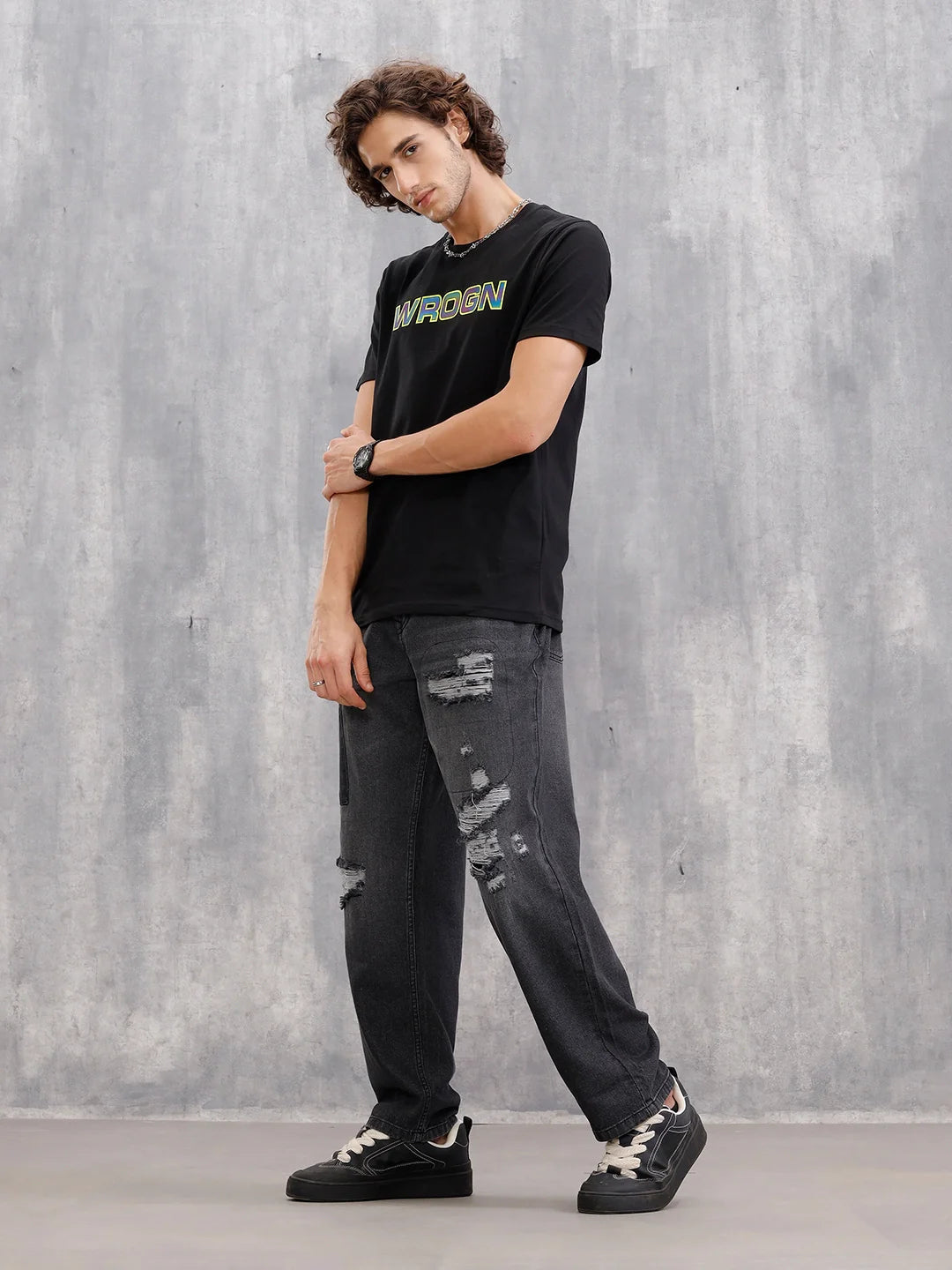 Heavy Distressed Loose Fit Denim I Grey