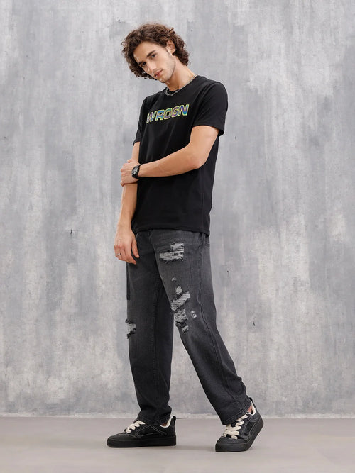 Heavy Distressed Loose Fit Denim I Grey