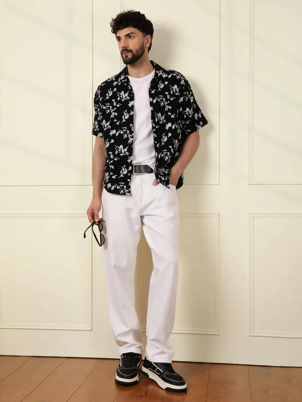 Textured Open Dobby AOP Shirt | Black