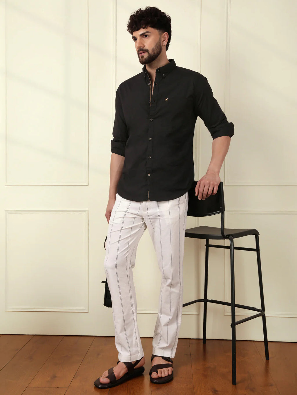 Solid Cotton Blend Shirt | Black