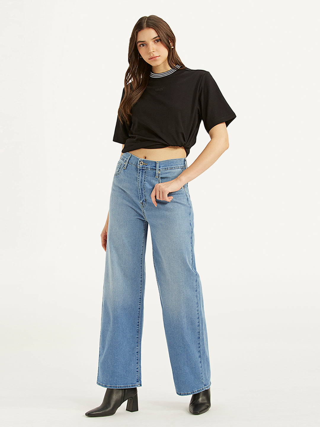 Women's Blue Mile High Wide Leg Fit High Rise Jeans