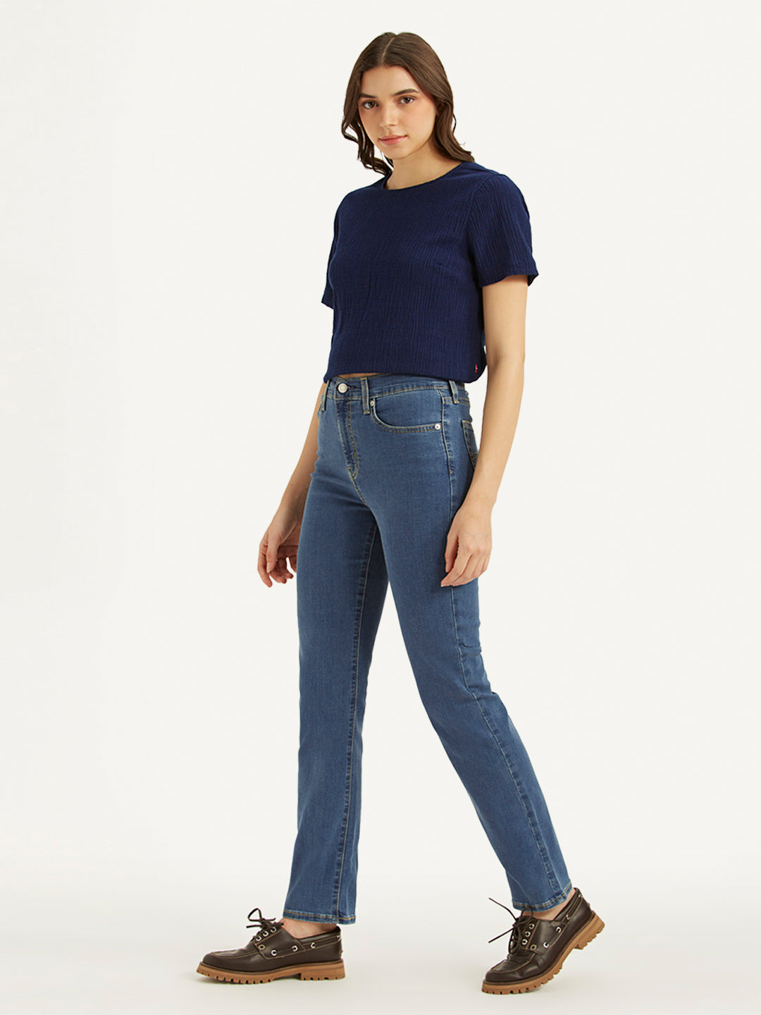 Women's 724 Blue Straight Fit High Rise Jeans