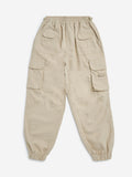 Y&F Kids Beige Mid-Rise Cotton-Blend Joggers