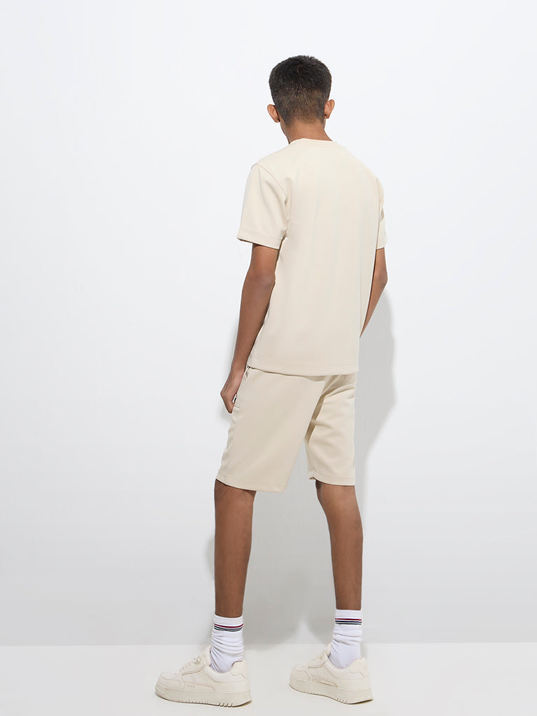 Y&F Kids Beige Mid-Rise Shorts