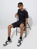 Y&F Kids Black Text Design T-Shirt