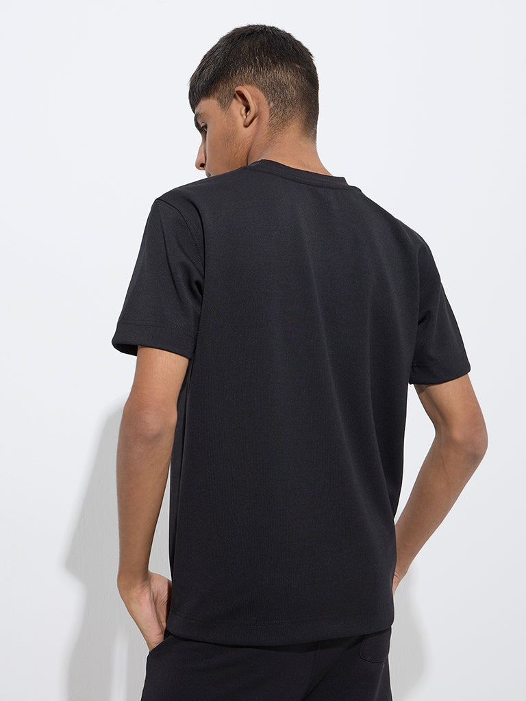 Y&F Kids Black Text Design T-Shirt