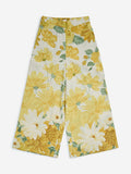 Utsa Kids Yellow Floral Printed Cotton-Blend Palazzos (8-14yrs)